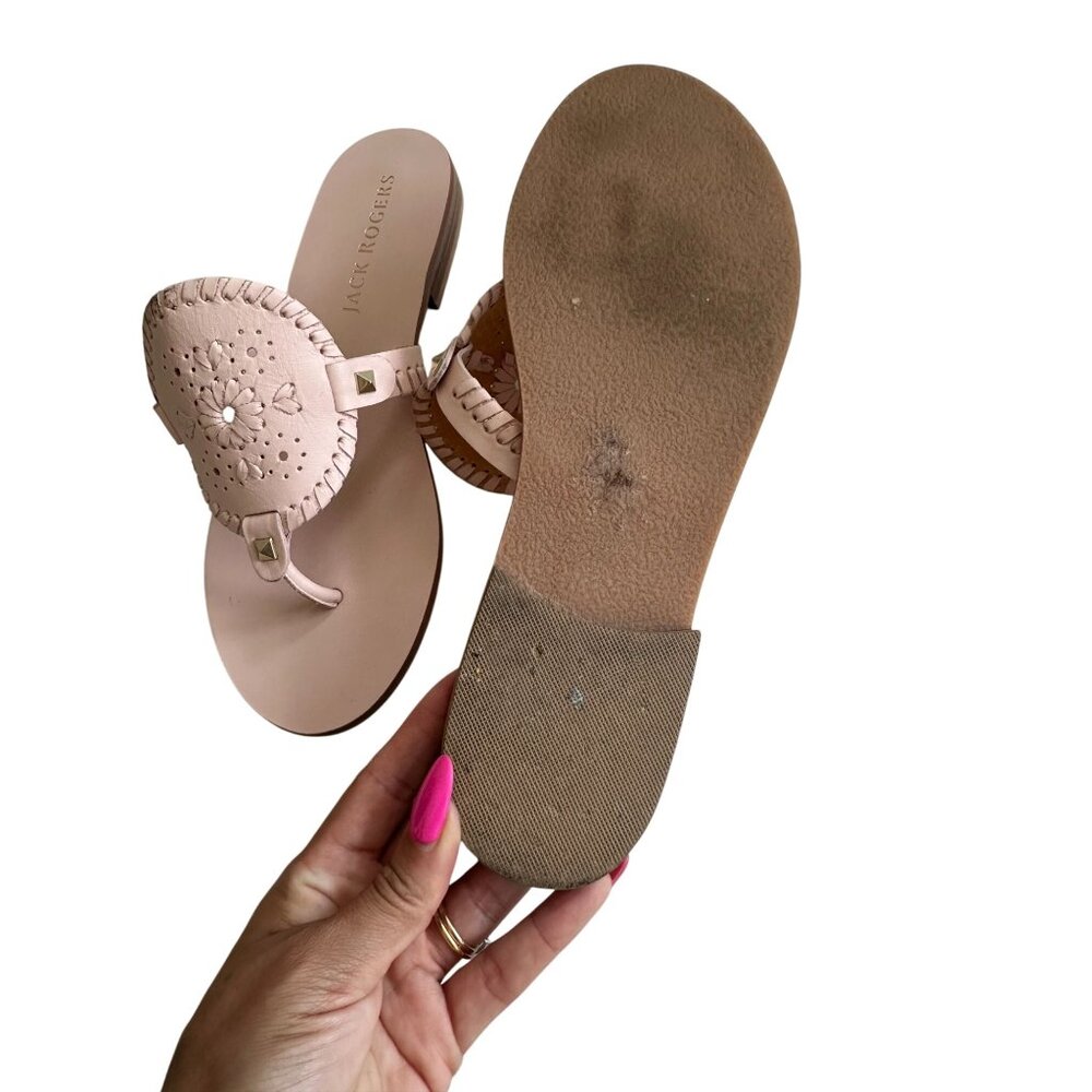 JACK ROGERS Light Pink Signature Leather Trim Sandals Size 9.5 - Picture 11 of 11